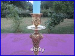 Chandelier Ancien Ajoure Lions Bronze Art Nouveau France