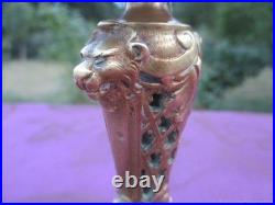 Chandelier Ancien Ajoure Lions Bronze Art Nouveau France