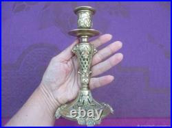 Chandelier Ancien Ajoure Lions Bronze Art Nouveau France