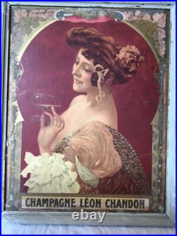 Chromo Publicité Ancien 1900 Champagne Leon Chandon Femme Art Nouveau Dlg Mucha Chromo Publicité Ancien 1900 Champagne Leon Chandon Femme Art Nouveau Dlg Mucha