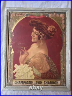 Chromo Publicité Ancien 1900 Champagne Leon Chandon Femme Art Nouveau Dlg Mucha Chromo Publicité Ancien 1900 Champagne Leon Chandon Femme Art Nouveau Dlg Mucha