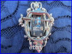 Clips broche Medaillon ancien Art Nouveau argenté