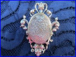 Clips broche Medaillon ancien Art Nouveau argenté