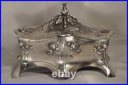 Coffret Ancien Etain Art Nouveau Wmf Signed Silvered Putter Jugendstil Box