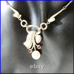 Collier Ancien Art Nouveau Demi-perle Rubis Doublé Or Tour De Cou 53cm Collier Ancien Art Nouveau Demi-perle Rubis Doublé Or Tour De Cou 53cm