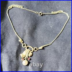 Collier Ancien Art Nouveau Demi-perle Rubis Doublé Or Tour De Cou 53cm Collier Ancien Art Nouveau Demi-perle Rubis Doublé Or Tour De Cou 53cm