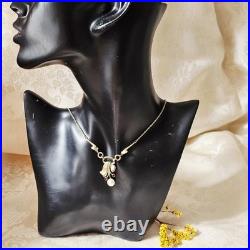 Collier Ancien Art Nouveau Demi-perle Rubis Doublé Or Tour De Cou 53cm Collier Ancien Art Nouveau Demi-perle Rubis Doublé Or Tour De Cou 53cm