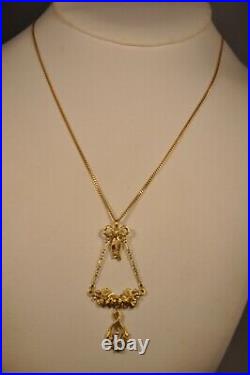 Collier Ancien Art Nouveau Or Massif 18k Antique Solid Gold Pendant Necklace