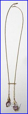 Collier négligé OR massif + améthyste Bijou ancien gold necklace