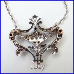 Collier pendenti OR massif + argent + diamant Bijou ancien gold necklace diamond