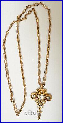 Collier pendentif avec chaine ART NOUVEAU en FIX vers 1900 Bijou ancien
