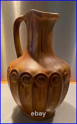 Denbac, carafe en céramique ancienne et mugs Art Nouveau, vers 1900