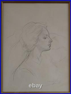 Dessin Ancien Signé Femme Art Nouveau