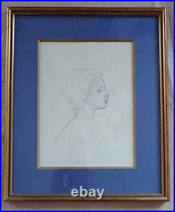 Dessin Ancien Signé Femme Art Nouveau