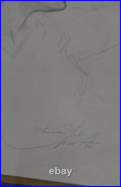 Dessin Ancien Signé Femme Art Nouveau