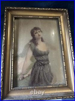 ÉDOUARD BISSON 1856-1945 / Ancien Tableau Aquarelle Art Nouveau Peintre Côté