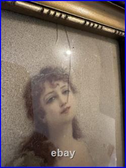 ÉDOUARD BISSON 1856-1945 / Ancien Tableau Aquarelle Art Nouveau Peintre Côté