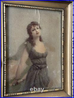 ÉDOUARD BISSON 1856-1945 / Ancien Tableau Aquarelle Art Nouveau Peintre Côté