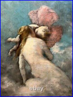 Ecole Française Du 19ème Allégorie De l'Amour tableau ancien art nouveau Ecole Française Du 19ème Allégorie De l'Amour tableau ancien art nouveau