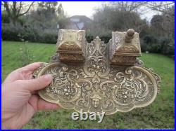 Encrier Ancien Art Nouveau Bronze Antique Art Nouveau Bronze Inkwell