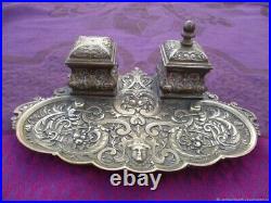 Encrier Ancien Art Nouveau Bronze Antique Art Nouveau Bronze Inkwell