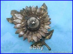 Encrier Tournesole Ancien Bronze Art Nouveau France