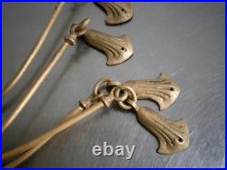 Ensemble 4 Embrasses rideaux Art Nouveau Bronze doré 1900 décor Végétal Ancien