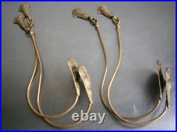 Ensemble 4 Embrasses rideaux Art Nouveau Bronze doré 1900 décor Végétal Ancien