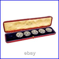 Étui Ancien Art Nouveau Argent Sterling Manteau Boutons Ceylan Championnat Prix Étui Ancien Art Nouveau Argent Sterling Manteau Boutons Ceylan Championnat Prix
