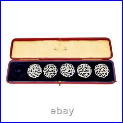Étui Ancien Art Nouveau Argent Sterling Manteau Boutons Ceylan Championnat Prix Étui Ancien Art Nouveau Argent Sterling Manteau Boutons Ceylan Championnat Prix