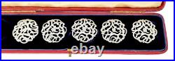Étui Ancien Art Nouveau Argent Sterling Manteau Boutons Ceylan Championnat Prix Étui Ancien Art Nouveau Argent Sterling Manteau Boutons Ceylan Championnat Prix