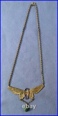 Exceptionnel ancien bijou ORIA Art Nouveau à restaurer Papillon Scarabée collier