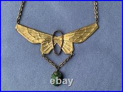 Exceptionnel ancien bijou ORIA Art Nouveau à restaurer Papillon Scarabée collier