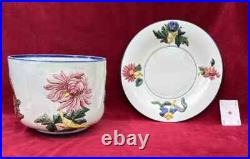 Gien Cache Pot Ancien Barbotine Majolica Art Nouveau Jugendstil 19eme Xixeme