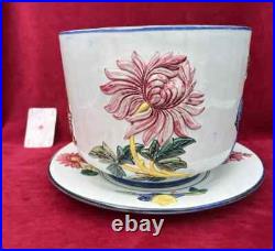 Gien Cache Pot Ancien Barbotine Majolica Art Nouveau Jugendstil 19eme Xixeme