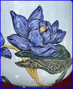 Gien Cache Pot Ancien Barbotine Majolica Art Nouveau Jugendstil 19eme Xixeme