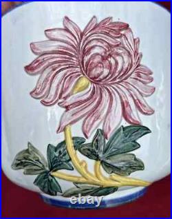 Gien Cache Pot Ancien Barbotine Majolica Art Nouveau Jugendstil 19eme Xixeme