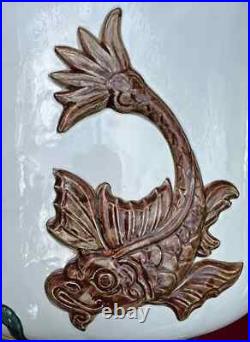 Gien Cache Pot Ancien Barbotine Majolica Art Nouveau Jugendstil 19eme Xixeme