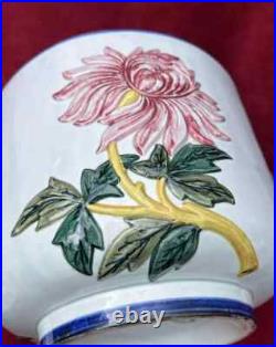 Gien Cache Pot Ancien Barbotine Majolica Art Nouveau Jugendstil 19eme Xixeme