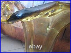 Gigantesque-ancien vase Art Nouveau-teinte ambre-pâte de verre-Esprit H Guimard