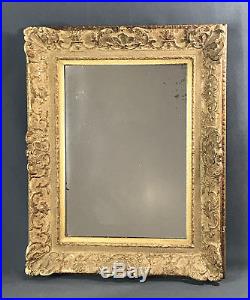 Glace / Miroir Ancien Avec Cadre En Bois Et Stuc Et Miroir Au Mercure 65 X 52 CM