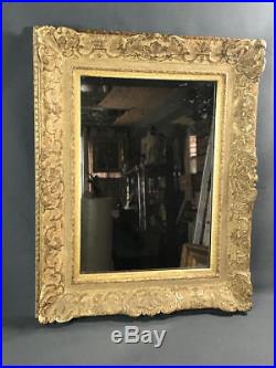 Glace / Miroir Ancien Avec Cadre En Bois Et Stuc Et Miroir Au Mercure 65 X 52 CM