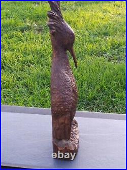 Grand Kagou Huppé Sculpture en Bois Nouvelle Calédonie Ancien
