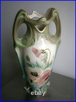 Grand Vase 1900 Céramique Art nouveau décor Floral Ancien