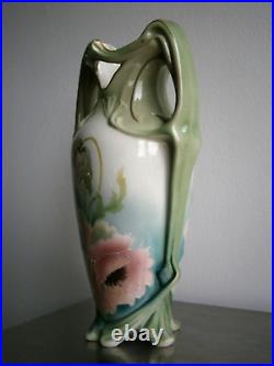 Grand Vase 1900 Céramique Art nouveau décor Floral Ancien