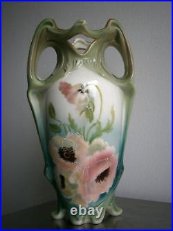 Grand Vase 1900 Céramique Art nouveau décor Floral Ancien