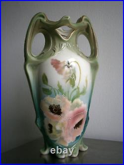 Grand Vase 1900 Céramique Art nouveau décor Floral Ancien