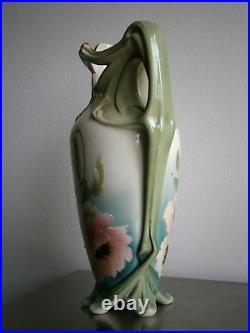 Grand Vase 1900 Céramique Art nouveau décor Floral Ancien