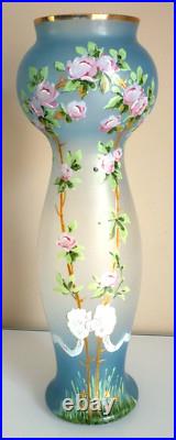Grand Vase Ancien, Verre Souffle, Emaille, Art Nouveau, Rosier, Rose, Dlg Legras Grand Vase Ancien, Verre Souffle, Emaille, Art Nouveau, Rosier, Rose, Dlg Legras