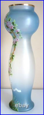 Grand Vase Ancien, Verre Souffle, Emaille, Art Nouveau, Rosier, Rose, Dlg Legras Grand Vase Ancien, Verre Souffle, Emaille, Art Nouveau, Rosier, Rose, Dlg Legras